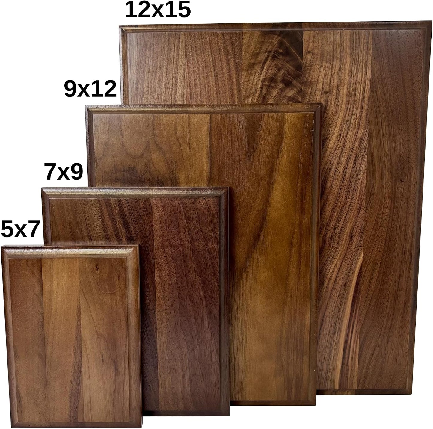 Genuine Walnut Blank Plaques – Award & DIY Engraving Boards | 100% Solid Wood, Multiple Sizes, Cove-Edge, Laser Engravable & Wall Mount Ready (7x9 inch)