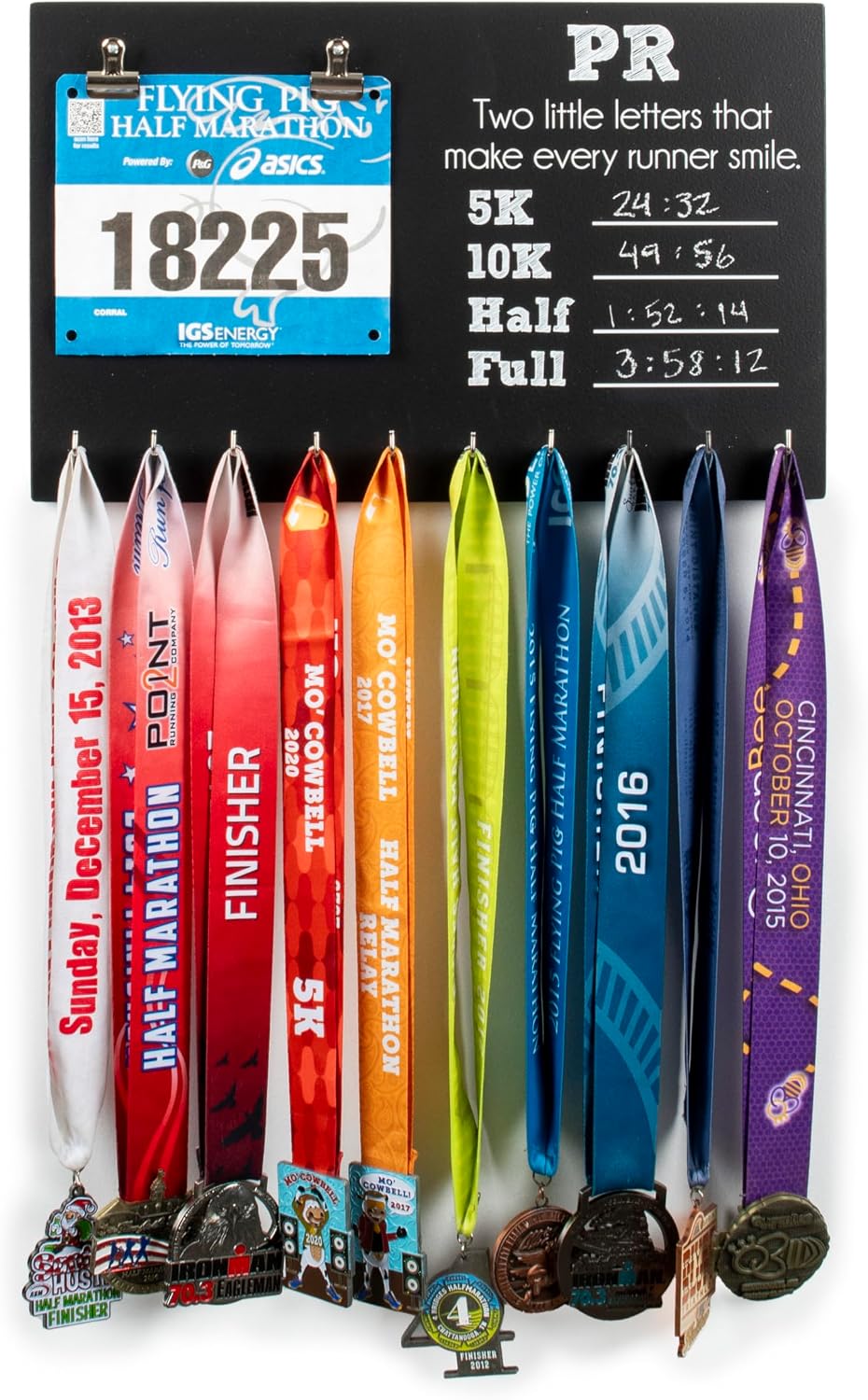 Personal Record PR Chalkboard Medal Holder, Personal Record Medal Display, Gift for Runner by York Sign Shop