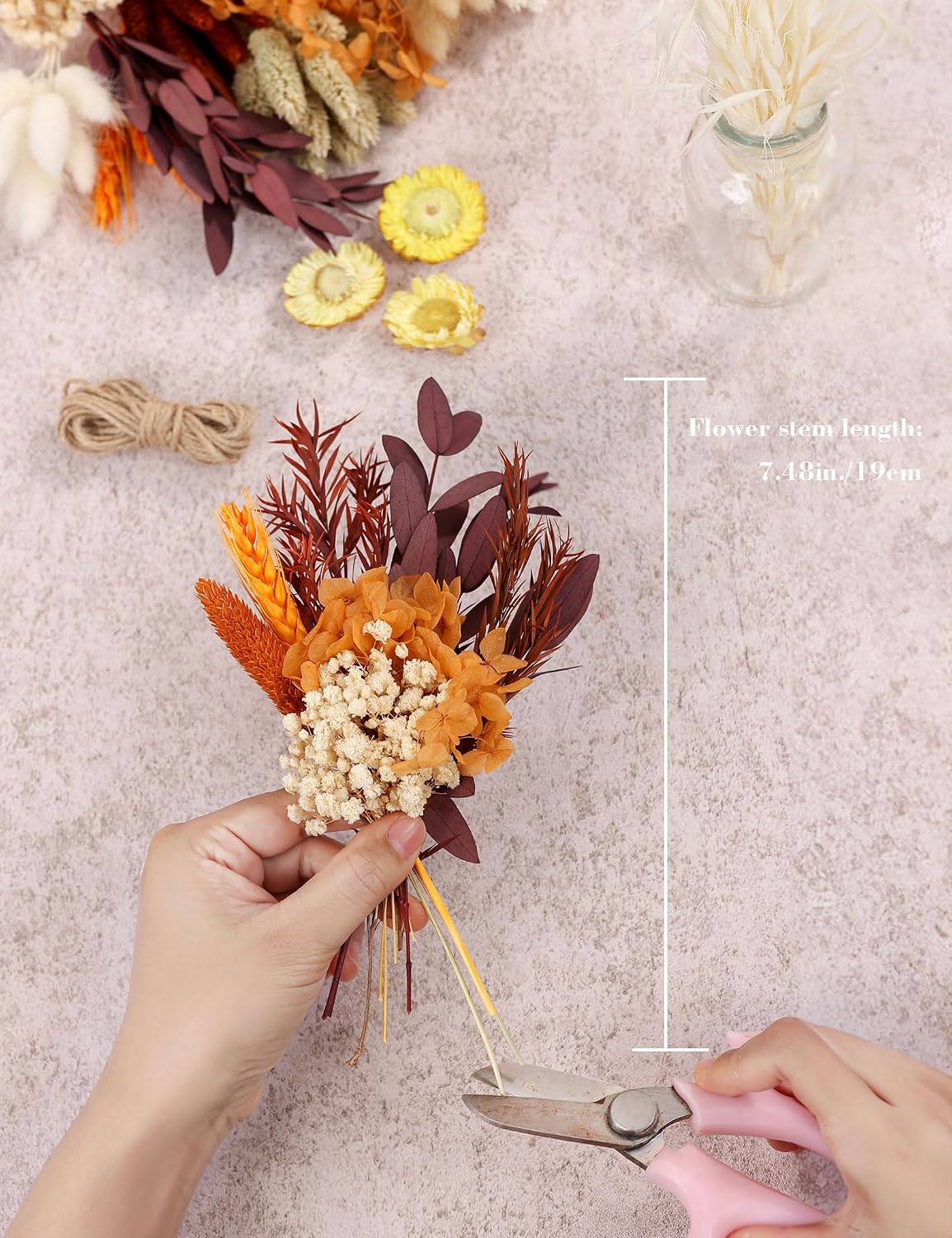 DIY Dried Flower Set, Bulk Dried Flowers Bouquet, Dried Flower Vase Arrangement, Autumn Decoration,Dried Flowers with Stems. (Fall)