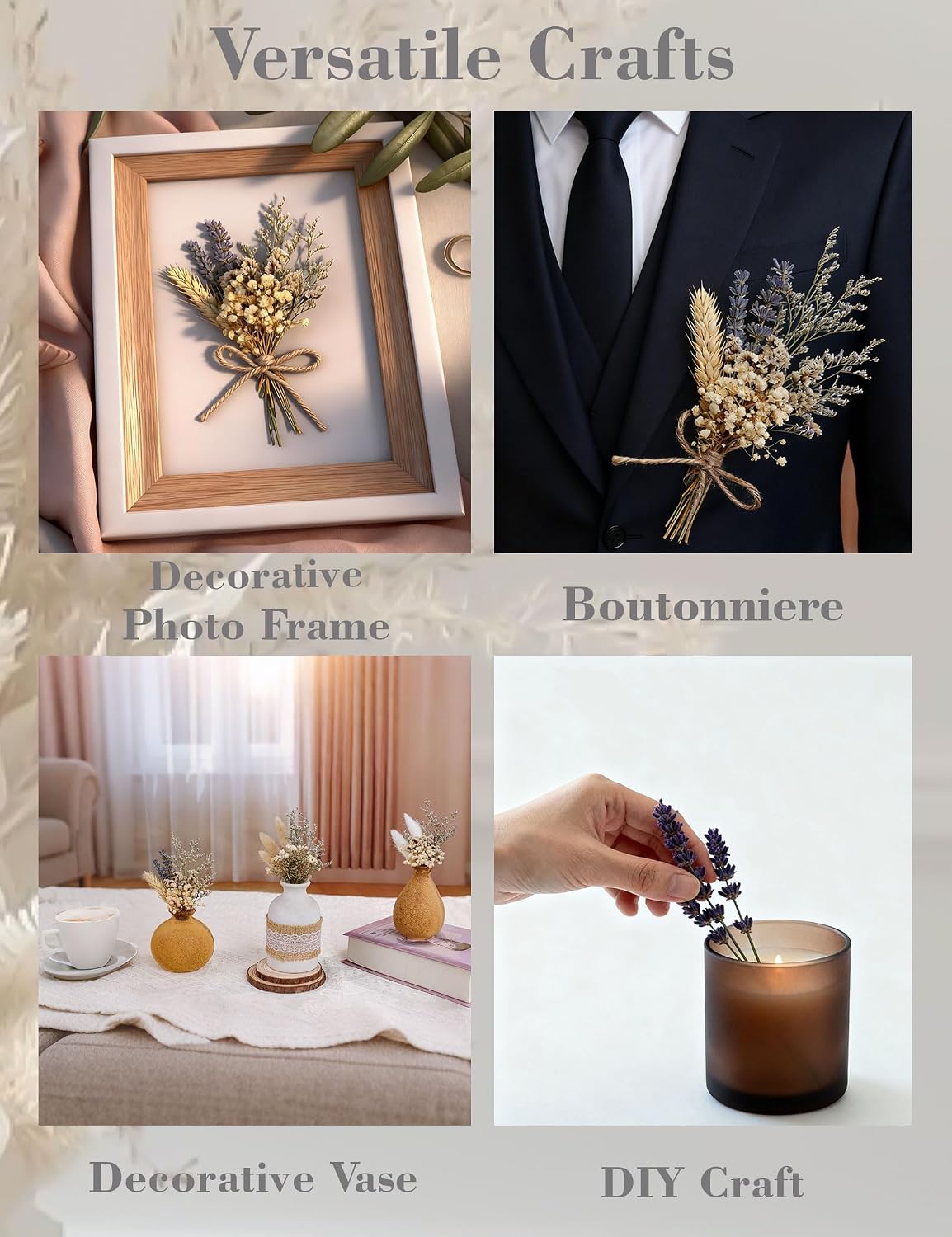 xin's convey Mini Flower Bouquet Set (12pcs), Cake Bouquet, Dried Flower Decoration, Shooting Prop, Envelope Decoration Dried Flower(Primary Colour)