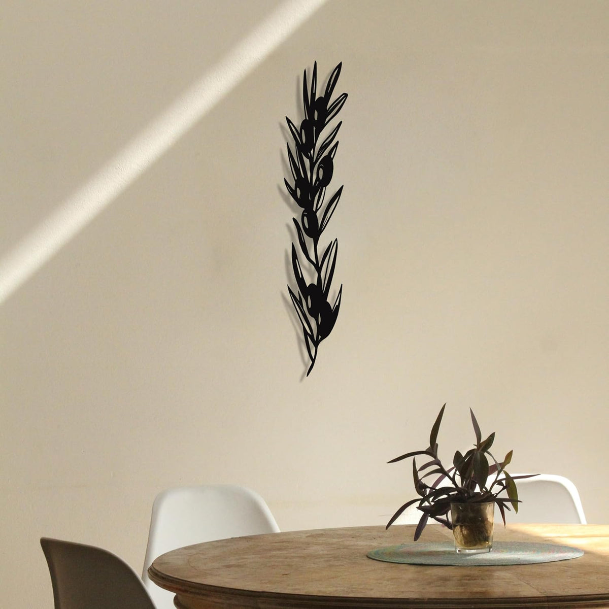 Olive Leaf Metal Wall Art – Botanical Leaf Wall Decor, Minimalist Metal Wall Hanging, Modern Home Gift, Black, Gold, Silver, White & Bronze