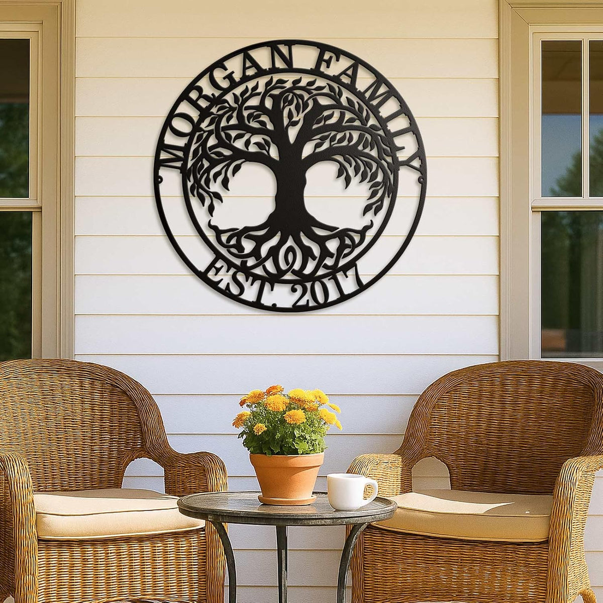 Established Family Tree Name Sign, Personalized Metal Signs Tree of Life Wall Art Decor, Customized Family Names
