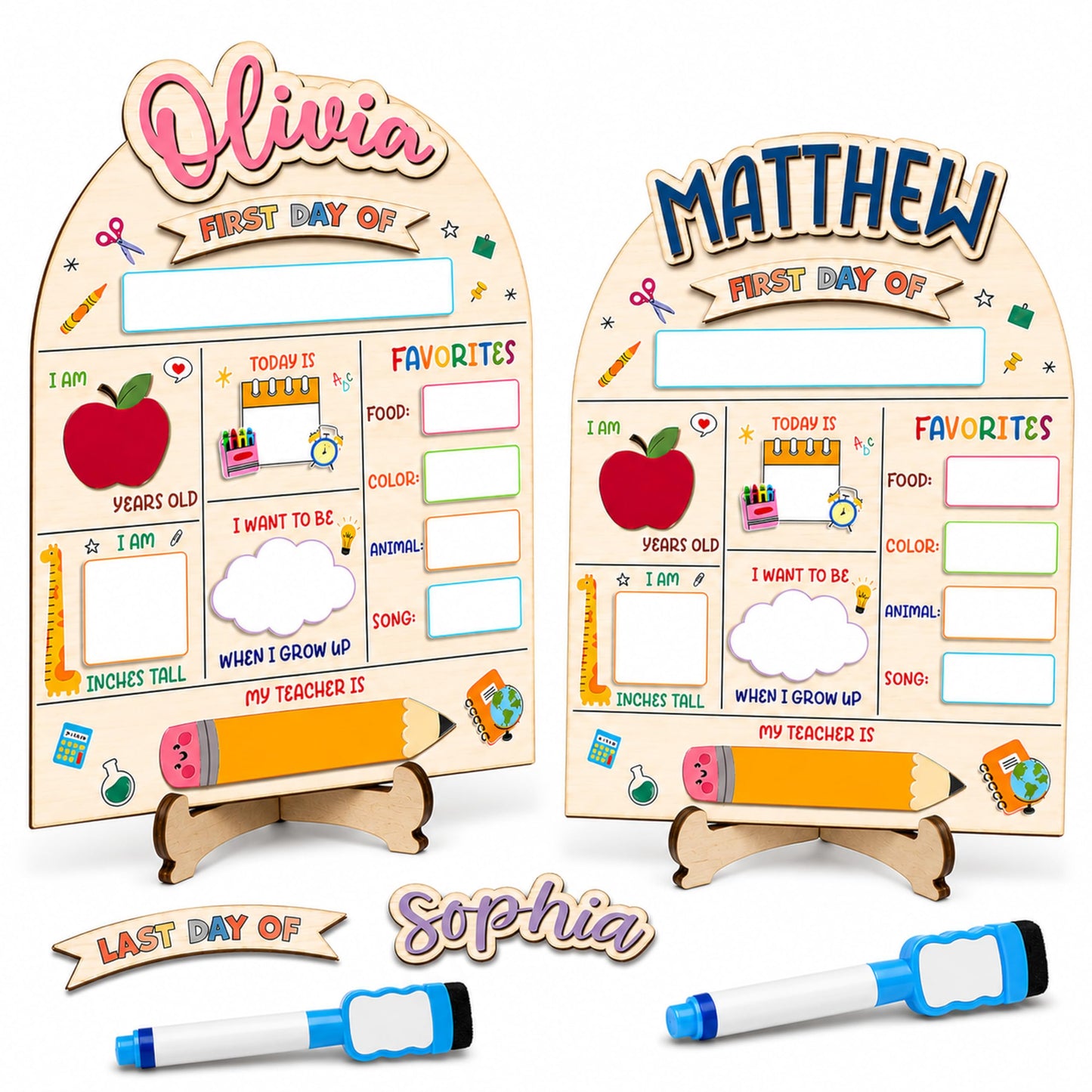 First and Last Day of School Board - Customizable Dry Erase Board, Reusable Photo Prop, Must-Have First Day of School Sign, Perfect Back to School Gift 2025
