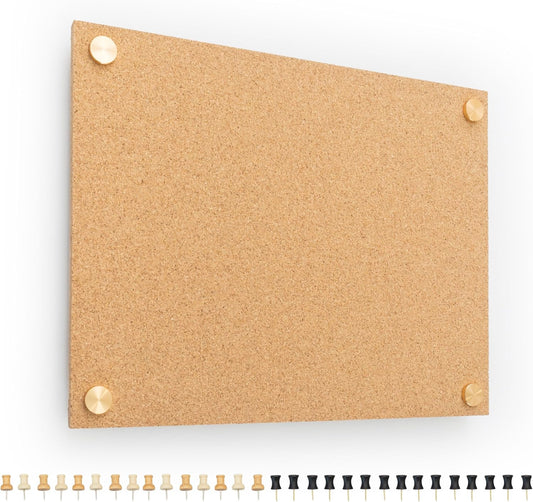 Durable and Sleek Design Cork Board - Large Floating Bulletin Board for Wall - Premium Cork Boards for Walls, Ideal for Home and Office Use (Size 11x14 with Gold Hardware)