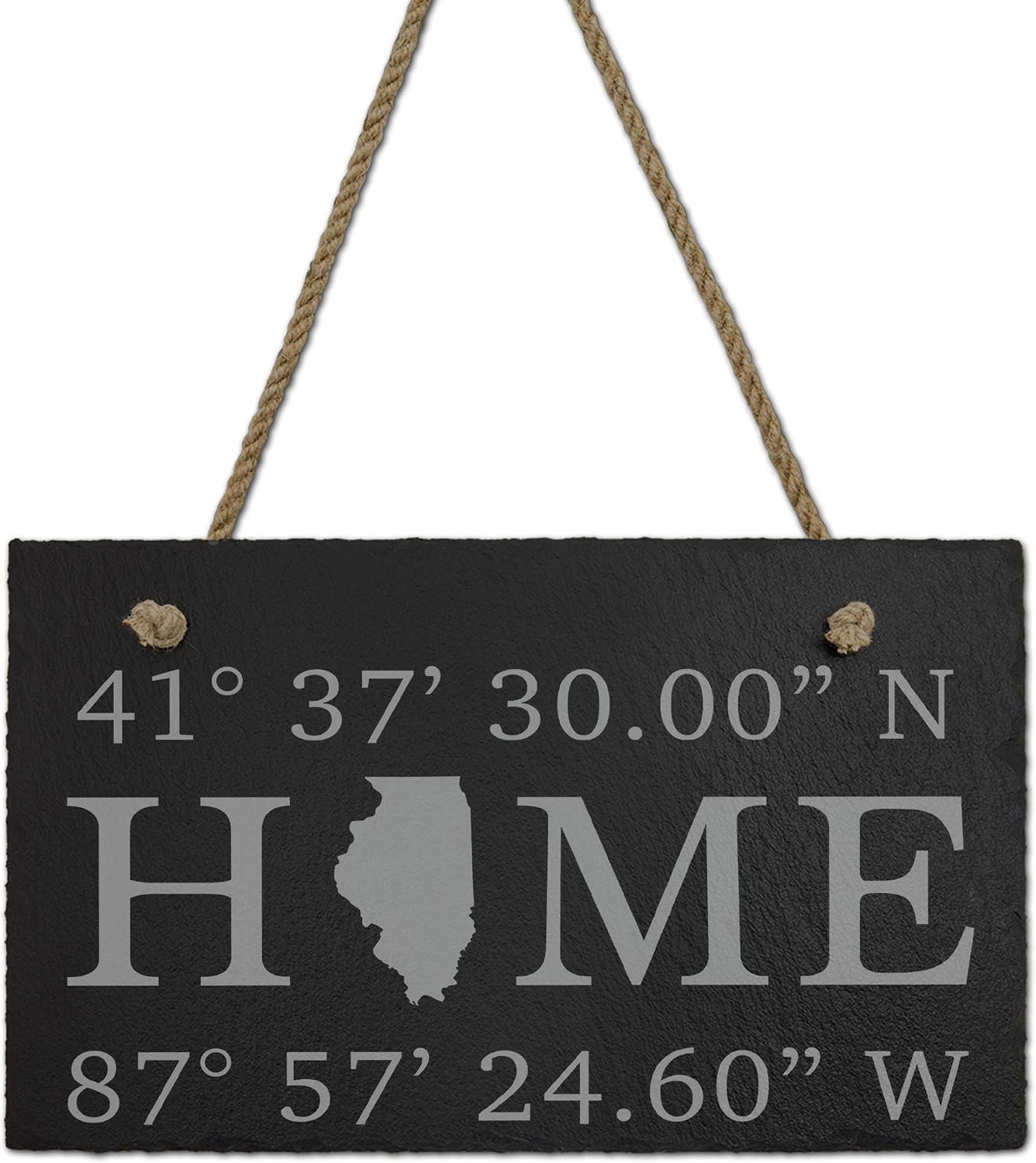 GPS Home Coordinates with State Engraved on Slate Tile, Housewarming New Home Gift