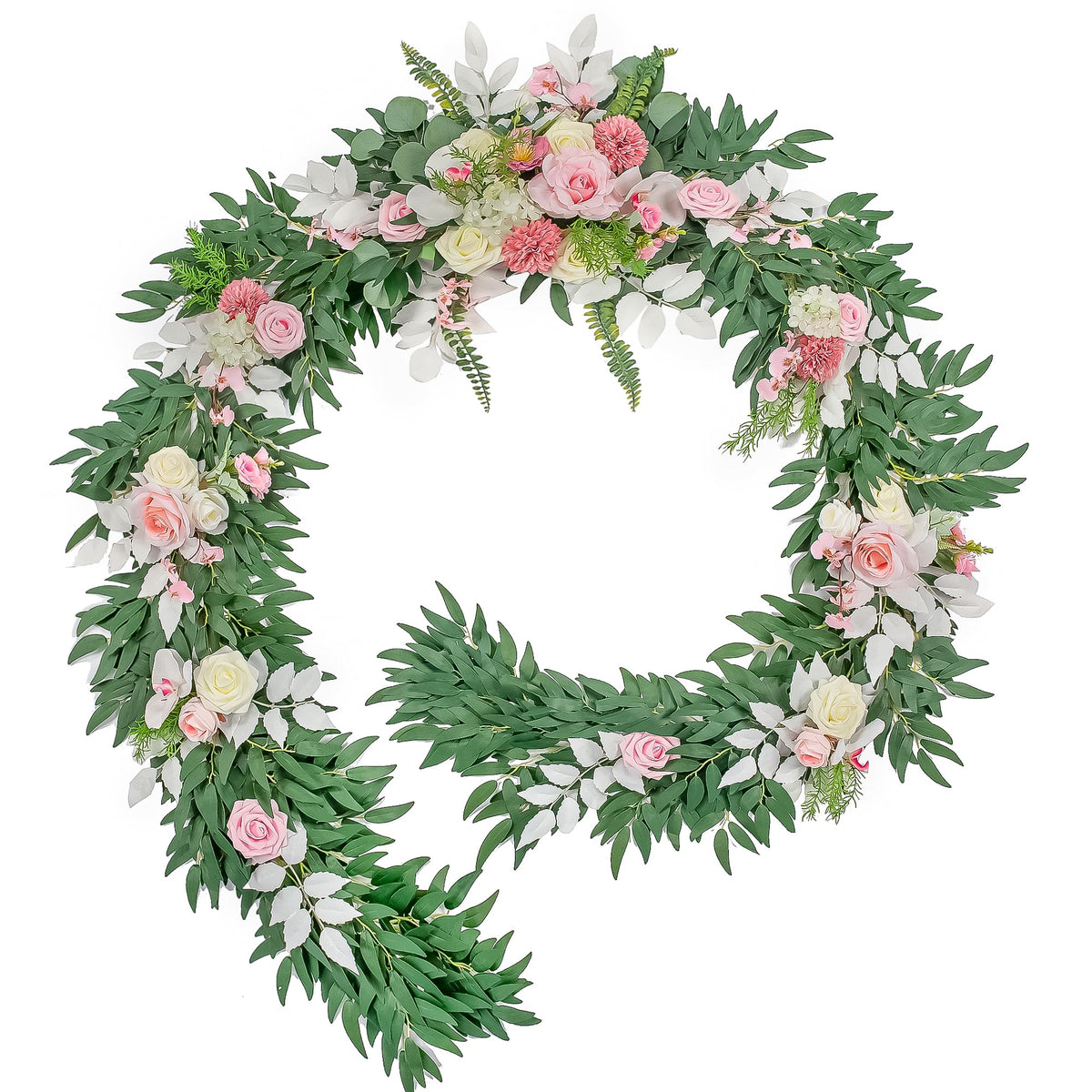 Lisuun 9FT Artificial Wedding Arch Flower Garland for Table Decor | Handmade Layered Floral Design for Head Tables, Reception Backdrops, Table Runners and Romantic Ceremony Displays