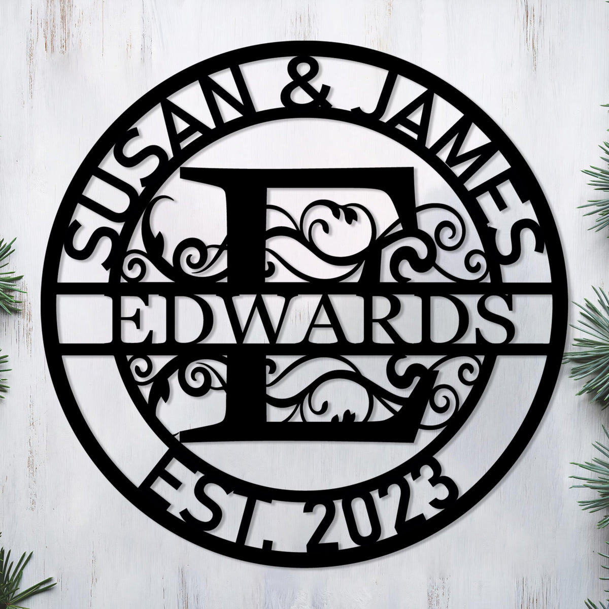 Personalized Metal Name Signs, Split Letter Monogram Wall Decor, Custom Last Name Sign, Family Name Sign for Outdoor, Personalized Wedding Gift, Garden Decor, Metal Wall Art, Housewarming Gift (MonogramDesign_8)