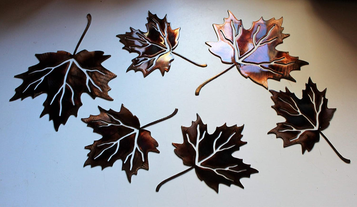 HG Artworks Metal Wall Art Maple Leaves Set of 6