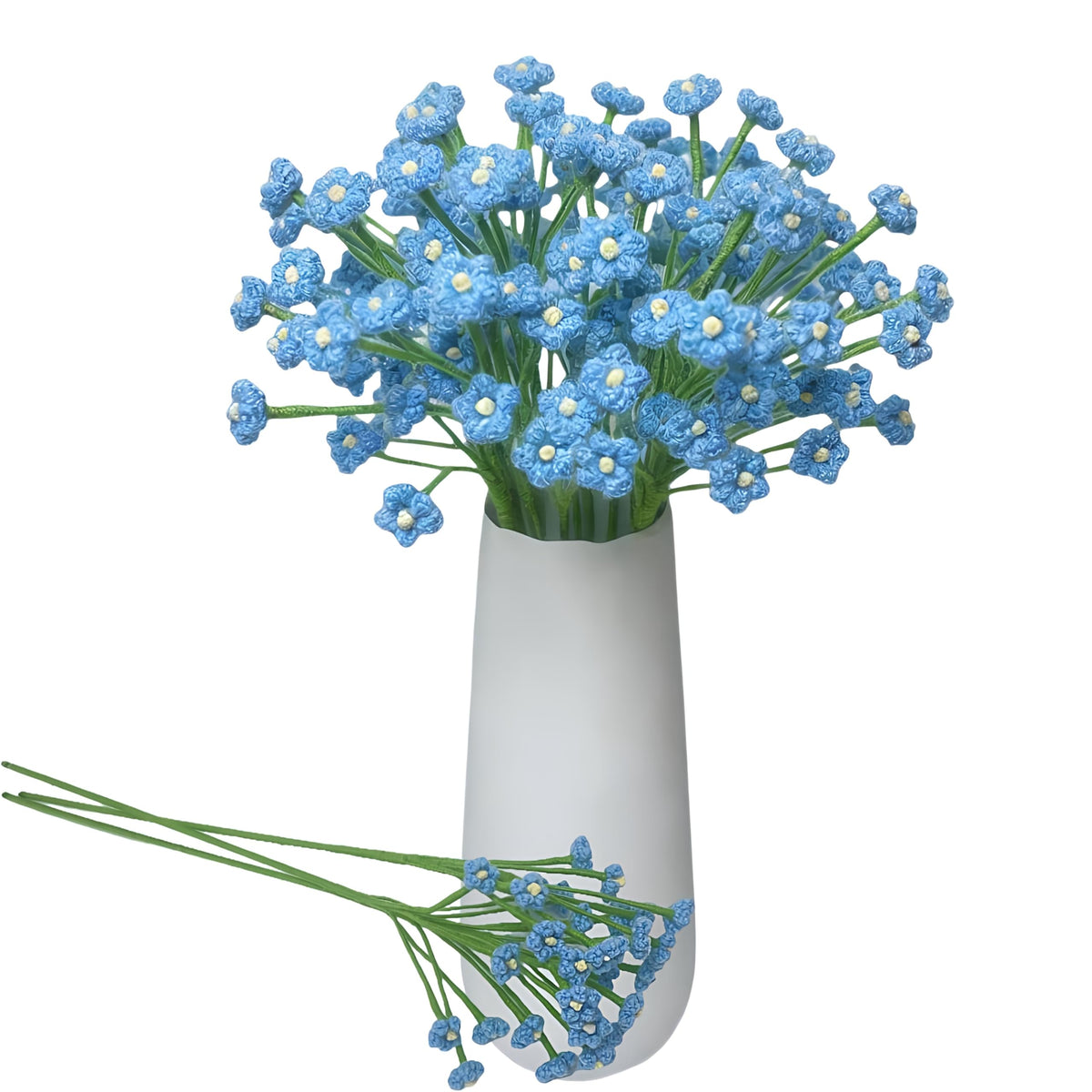 3Pcs Handmade Crochet Baby's Breath Bouquet, Bendable Stem Gypsophila, Forever Yarn Flower for Graduation Mother's Day Birthday Gift, Boho Farmhouse Desk Bedroom Home Decor(Pink)