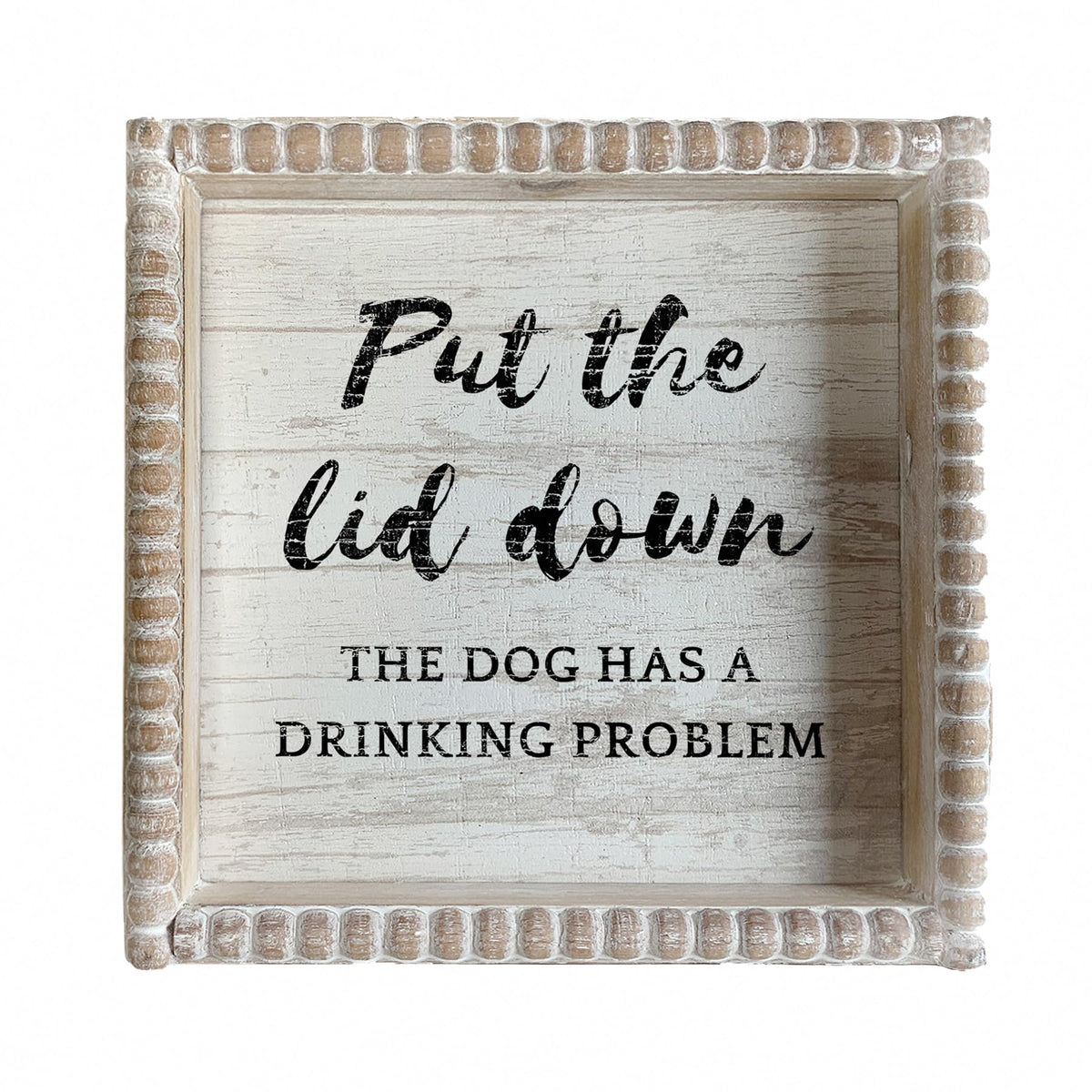 Boho Farmhouse Wooden Framed Bathroom Decor Signs, Funny Restroom Decorative Plaque Small Cute, Toilet Rules Shelf Decoration (Wash Your Hands)