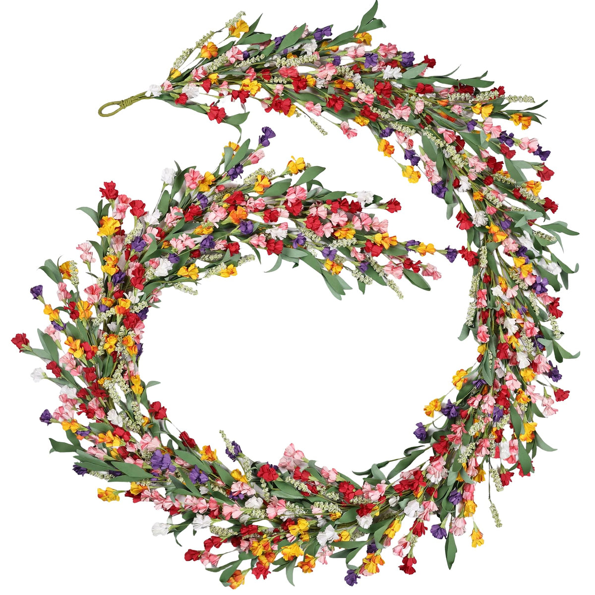 6ft Spring Summer Flower Garland, Artificial Floral Vine for Wall Backdrop Mantle Fireplace Stair Table Wedding Arch, All Season Home Door Porch Decor (Pink)