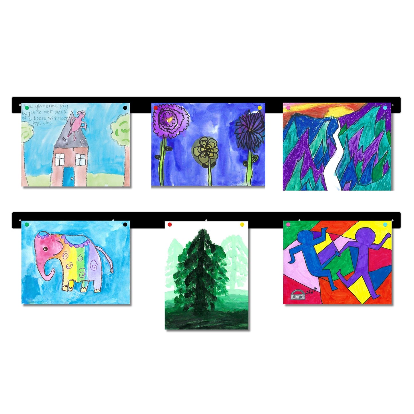 Magnetic Art Display for Kids Artwork - Kids Art Display - Artwork Display for Kids Art for Wall - Picture Hanging System - Display Children Artwork - Magnet Bar (White, 23in)