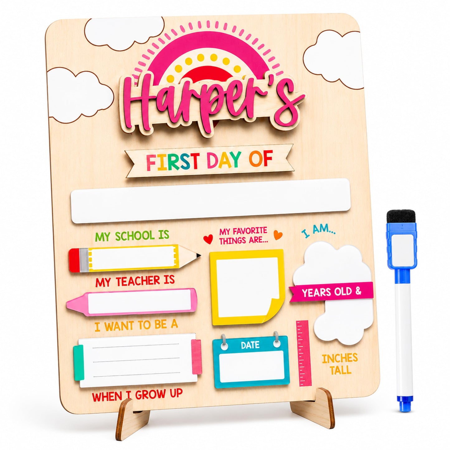 First and Last Day of School Board - Customizable Dry Erase Board, Reusable Photo Prop, Must-Have First Day of School Sign, Perfect Back to School Gift 2025