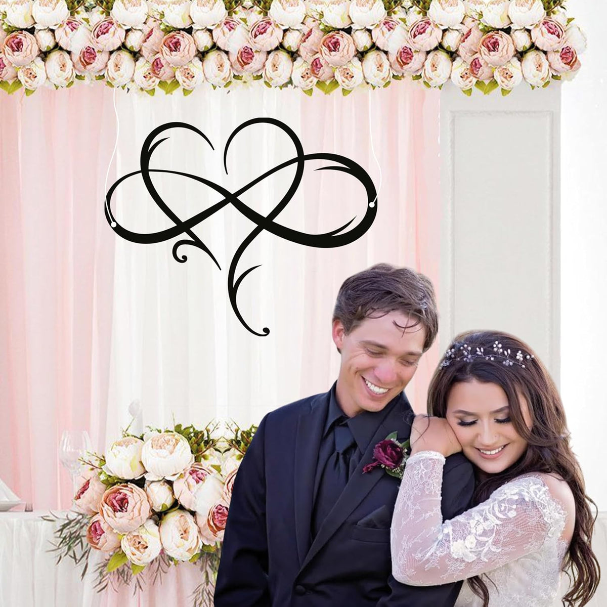 Infinity Heart Metal Wall Art, Modern Love Symbol Home Decor | Intertwined heart and infinity design in 16-gauge steel with a matte powder-coated finish for indoor or outdoor display.