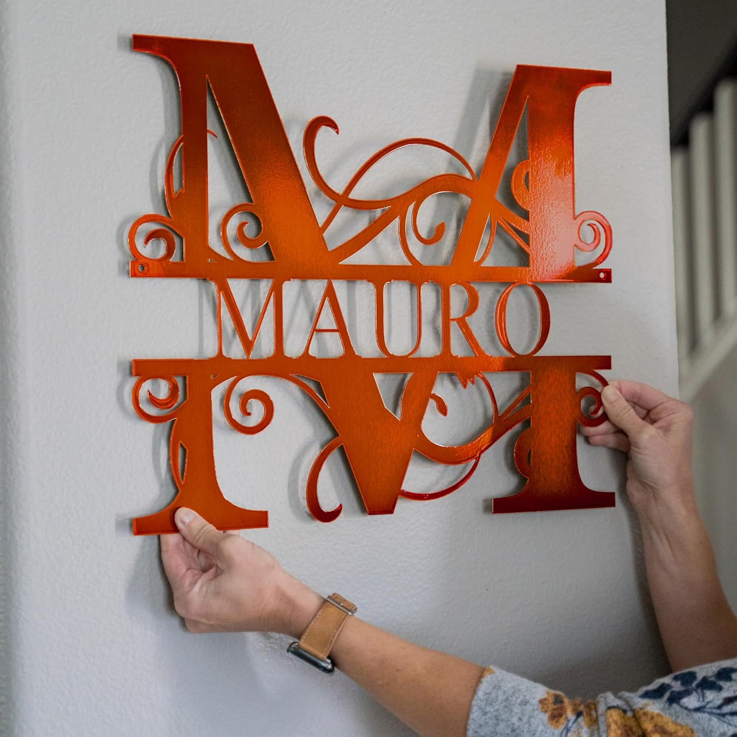 Riverside Designs Custom Metal Monogram Wall Art, Personalized Name and Initial, Steel, Wall Mounted