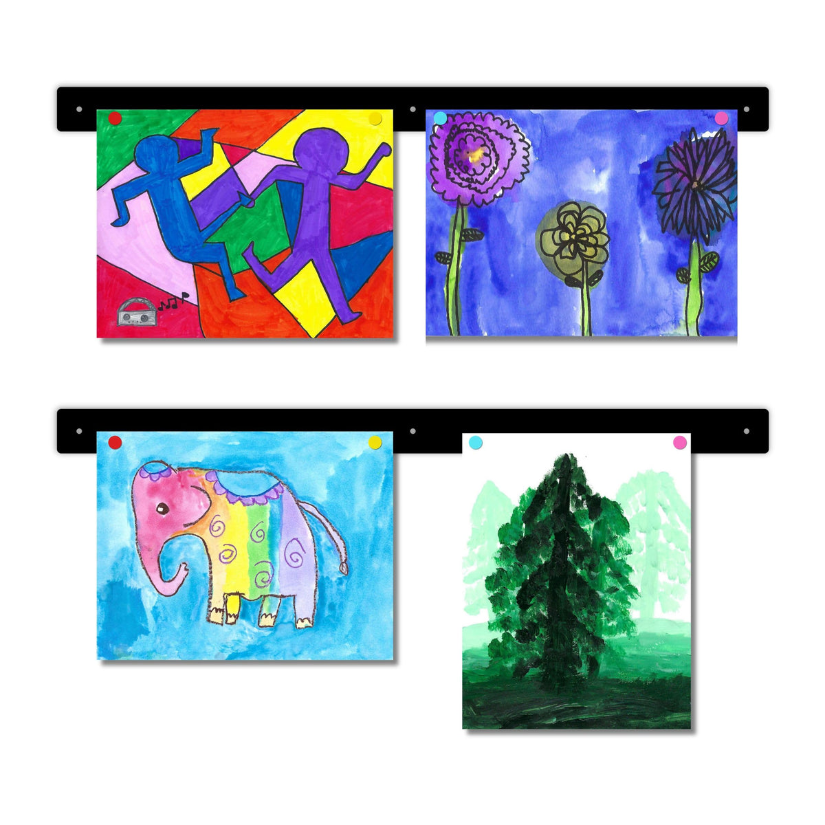 Magnetic Art Display for Kids Artwork - Kids Art Display - Artwork Display for Kids Art for Wall - Picture Hanging System - Display Children Artwork - Magnet Bar (White, 23in)