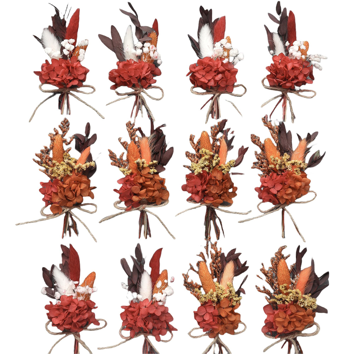 xin's convey Mini Flower Bouquet Set (12pcs), Cake Bouquet, Dried Flower Decoration, Shooting Prop, Envelope Decoration Dried Flower(Primary Colour)