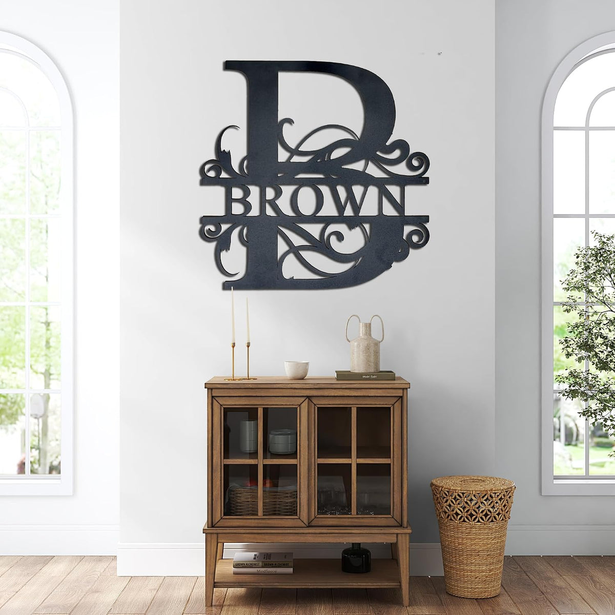 Riverside Designs Custom Metal Monogram Wall Art, Personalized Name and Initial, Steel, Wall Mounted