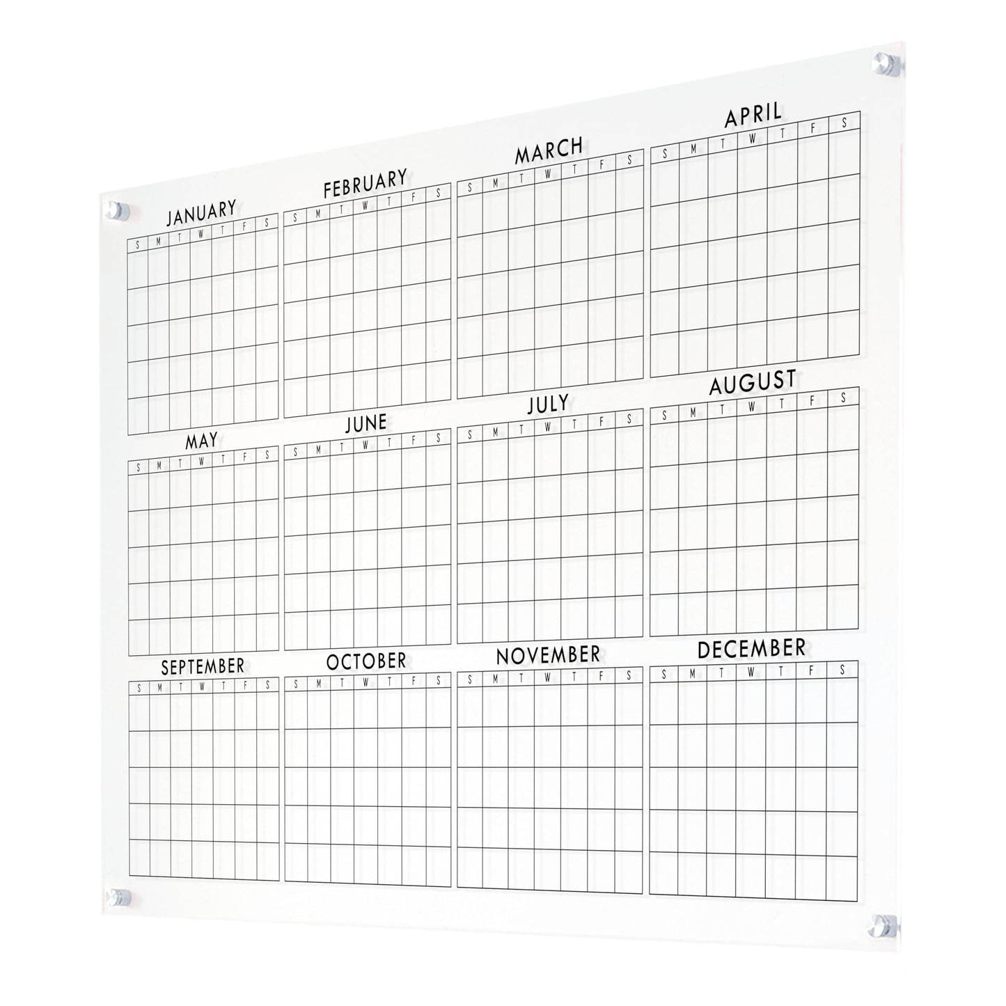 Full Year Wall Calendar, Yearly Wall Calendar 2025, Clear Wall Calendar, Acrylic Calendar, Dry Erase Calendar, Large 2025 Wall Calendar (Cursive, Champagne Gold, 31"x23" + 9"x23" slim board)