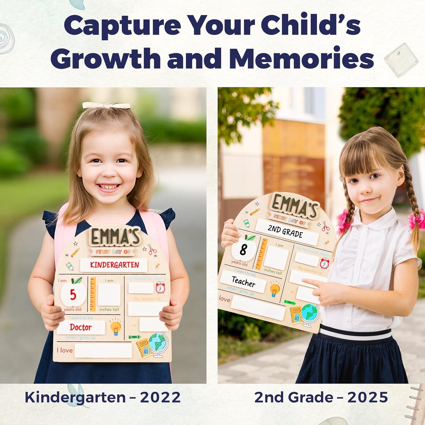 First and Last Day of School Board - Customizable Dry Erase Board, Reusable Photo Prop, Must-Have First Day of School Sign, Perfect Back to School Gift 2025