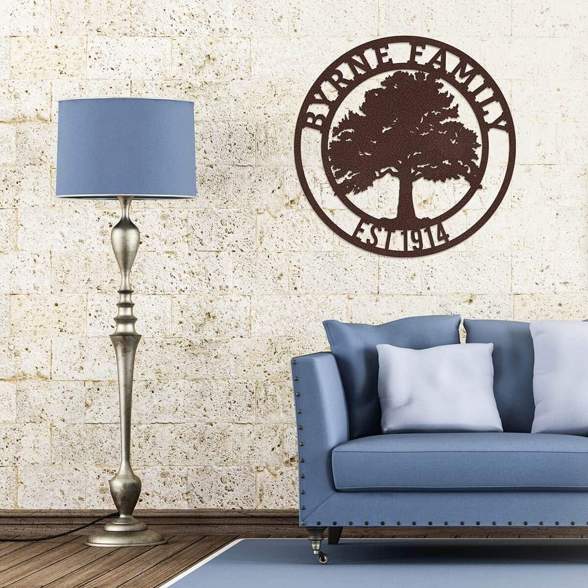 RealSteel Tree of Life Oak Tree, Custom Metal Signs for Outside, Est. Year Monogram, Personalized Metal Wall Decor, Last Name Sign, Family Name Sign, Dad Gift, Outdoor Garden Decor