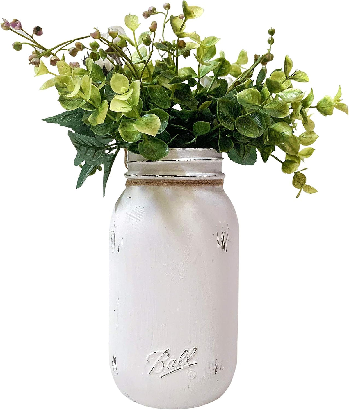 Viva's Flower Shop Wash Your Hands Decor for Bathroom | Quart 32 oz, 10" Height | Hand Painted and Distressed Mason Jar Decor with Artificial Flowers | Rustic Farmhouse Bathroom Decorations