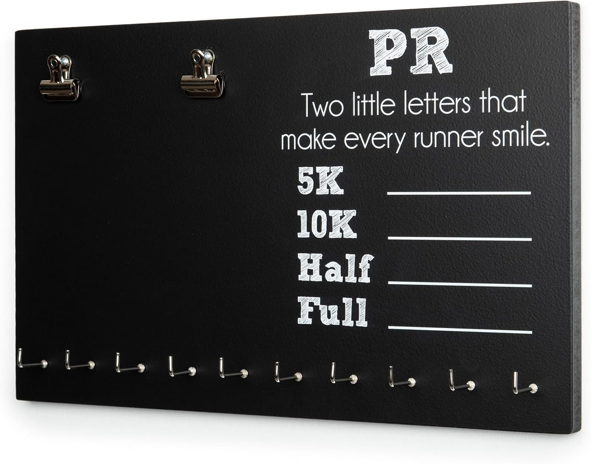 Personal Record PR Chalkboard Medal Holder, Personal Record Medal Display, Gift for Runner by York Sign Shop