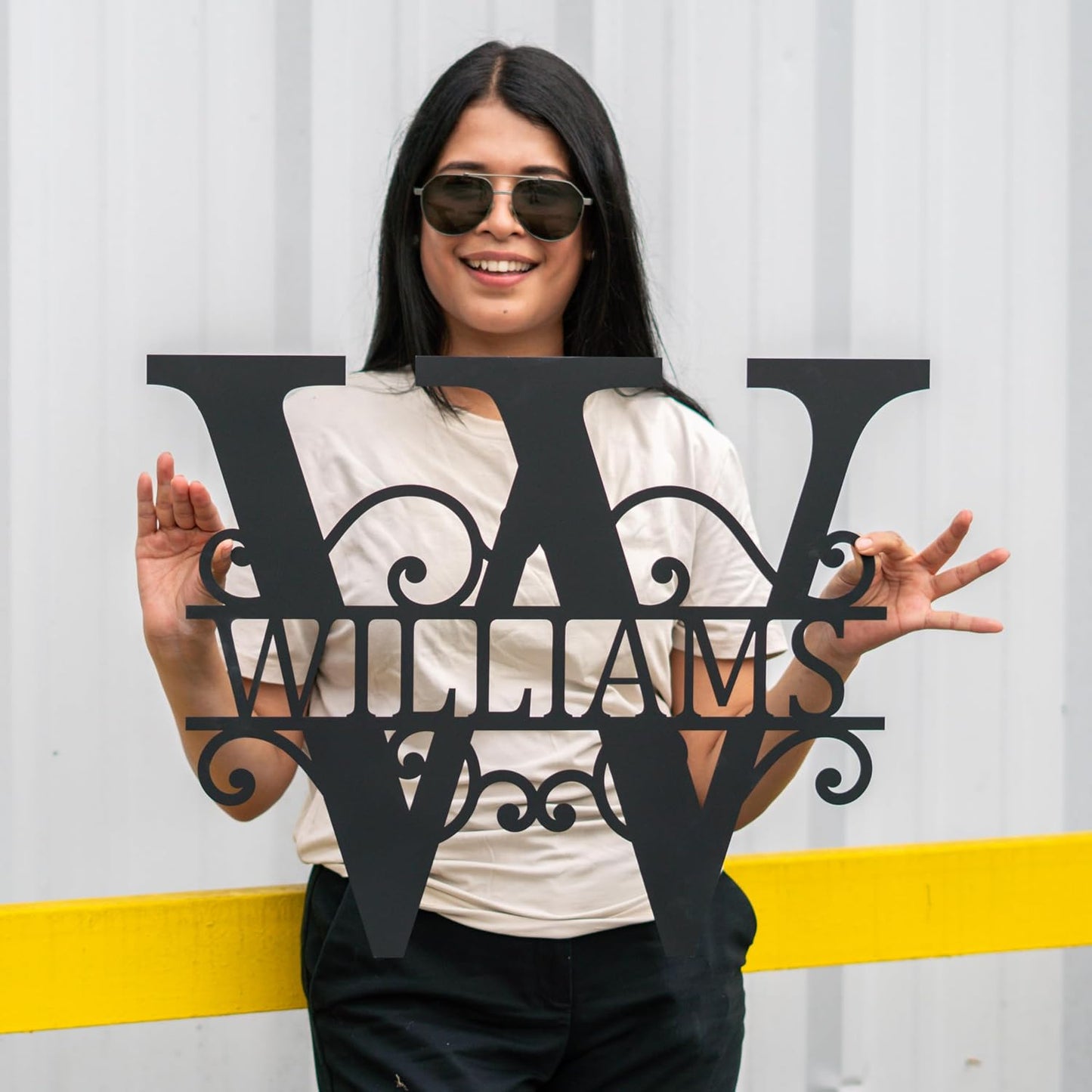 Custom Metal Name Sign, Personalized Family Monogram for Outside and Home | Personalized metal signs for outdoors, porch, patio, fence. Metal name signs for outside. Steel, 12-36 inch, no hardware.