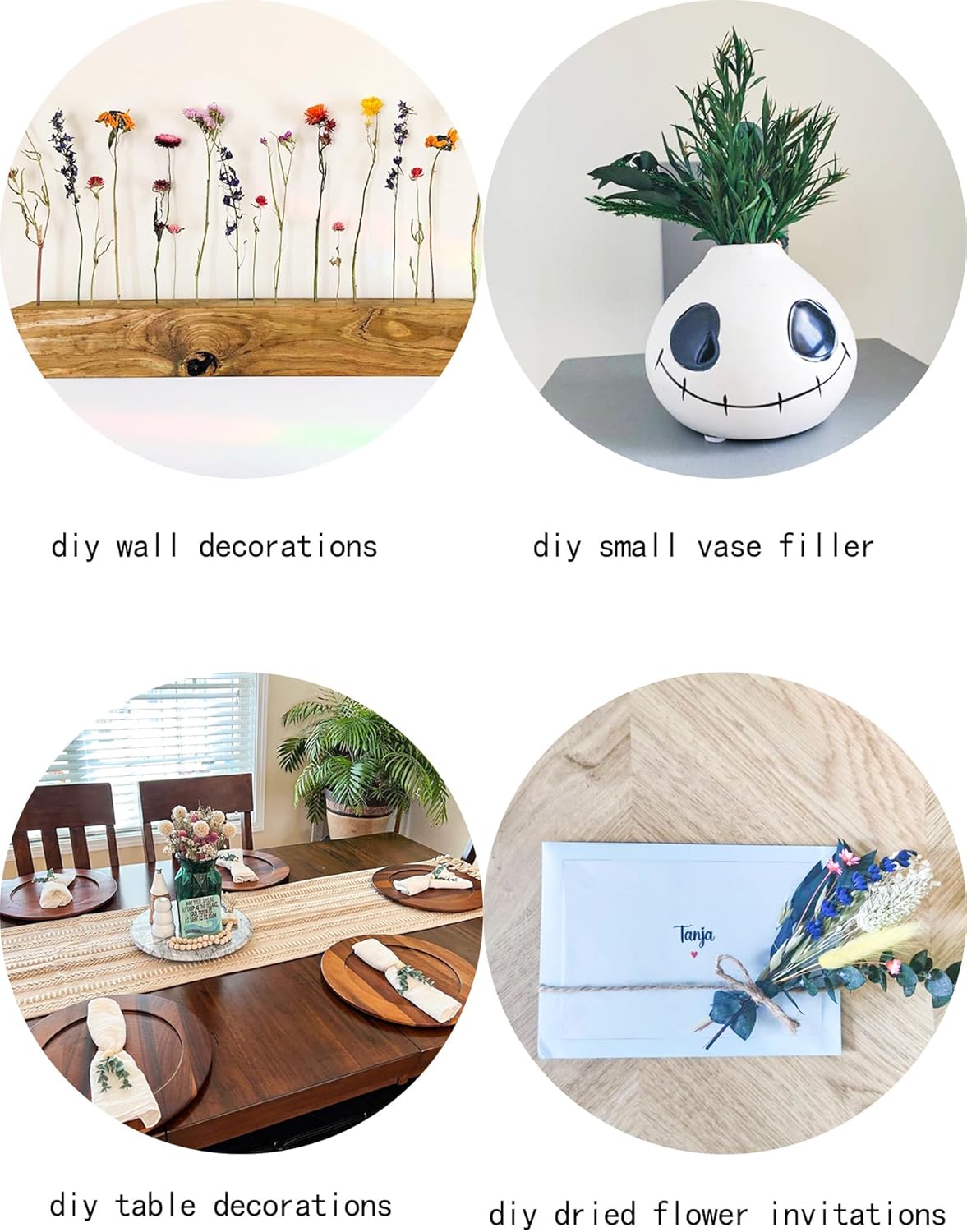 xin's convey DIY Natural Dried Flower Set, Bulk Dried Flowers for Vase, Dried Flowers with Stems, Dried Roses, Mini Dried Flower Bouquets.(Brown)