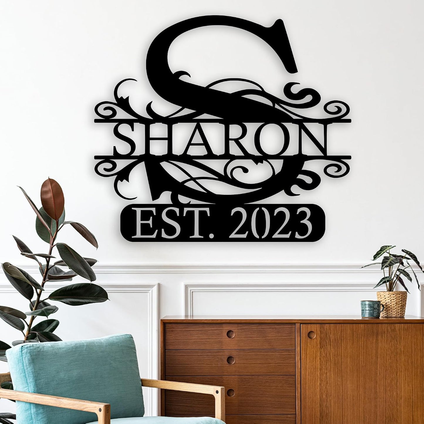 Personalized Metal Monogram Sign, Split Letter Monogram Wall Art Decor, Personalized Metal Name Signs, Custom Family Last Name Decor for Outdoor Indoor, Customized Wedding Gift, Housewarming Gift