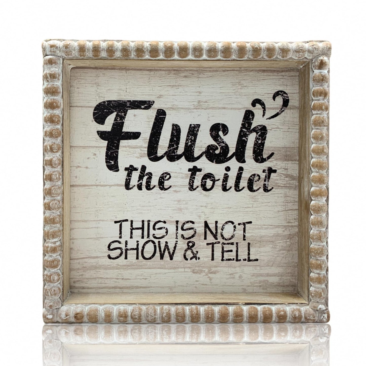 Boho Farmhouse Wooden Framed Bathroom Decor Signs, Funny Restroom Decorative Plaque Small Cute, Toilet Rules Shelf Decoration (Wash Your Hands)