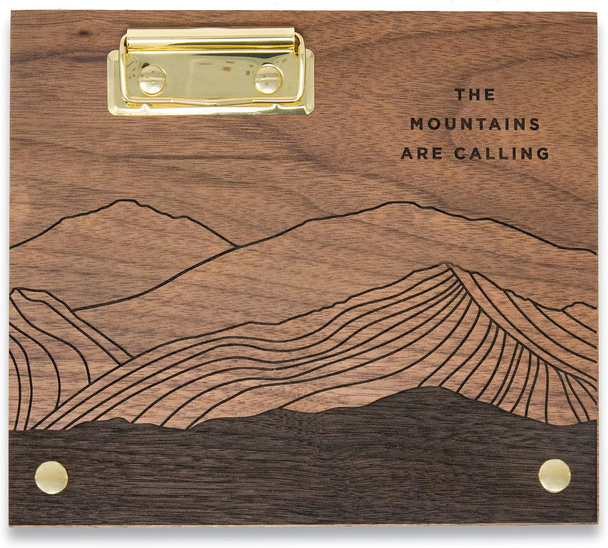The Mountains Are Calling Wood Frame [Custom Engraved Photo Holder, Picture Display, Clipboard, Wedding, Anniversary]
