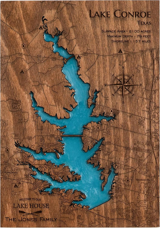MurWoodHome Personalized Wooden Lake Map Wall Decor with Epoxy Resin, Handcrafted Lake House Decor, River or Coastline, Lake House Gifts, Housewarming Gifts for Map Lovers, Wood wall art, Nautical map wall decor