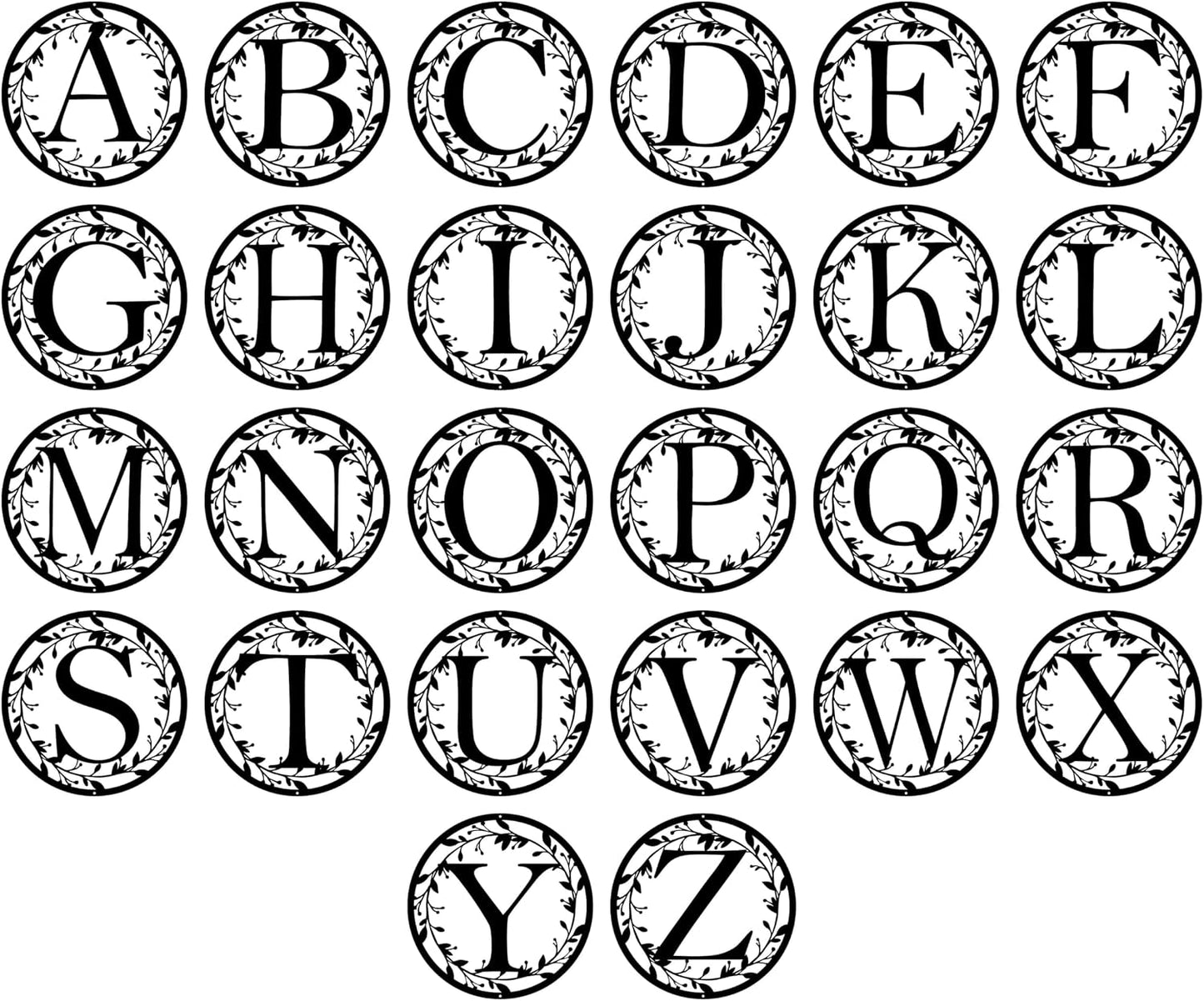 Outdoor Metal Circle Letter Monogram with Vines | Wedding Couples Gift | Couples Gift, Wedding Gift, Letter Monogram, Vines