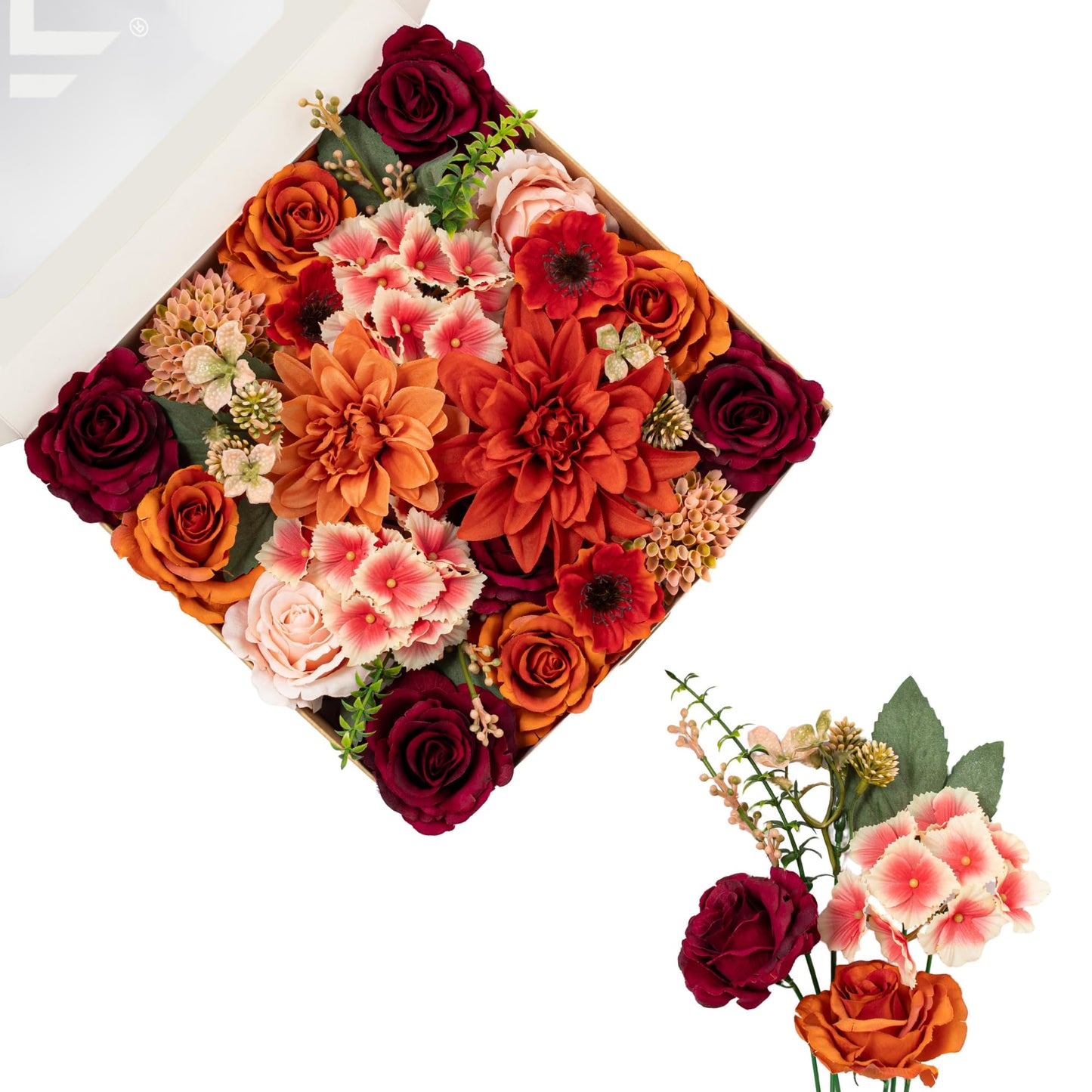 Artificial Flowers DIY Bouquet Combo Faux Rose for Home Decor | Blue White Yellow Fake Dahlia Daisy Hydrangea for Vase, Floral Arrangement, Centerpieces, Wedding Arches, Party Décor