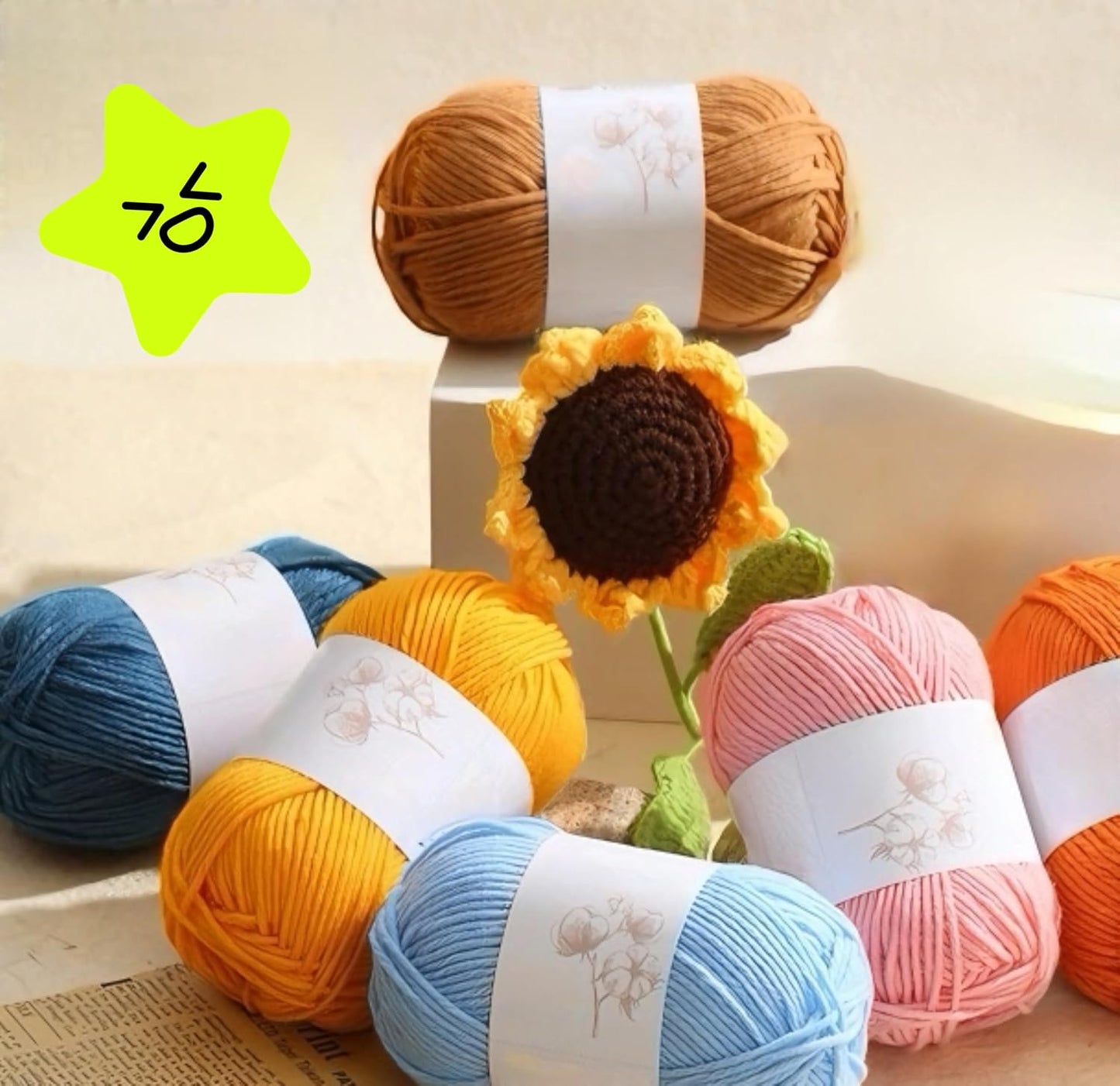 Handmade Crocheted Flowers Sunflower Artificial Flowers (Potted) | Faux Flowers for vase,Decor, Suitable for Home, car, Public Decoration, Holiday Scene Display, Gifting to Friends and Family