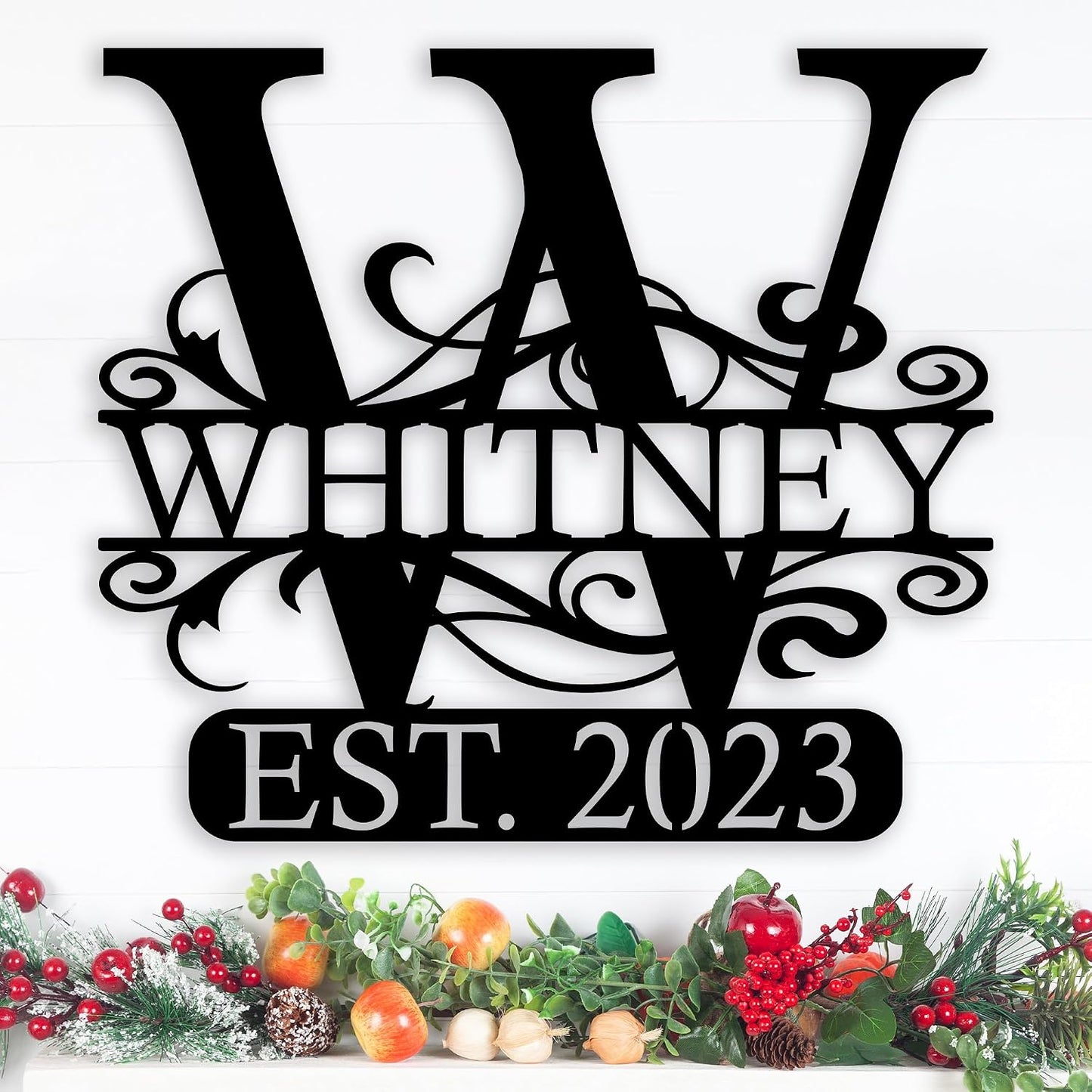 Personalized Metal Monogram Sign, Split Letter Monogram Wall Art Decor, Personalized Metal Name Signs, Custom Family Last Name Decor for Outdoor Indoor, Customized Wedding Gift, Housewarming Gift