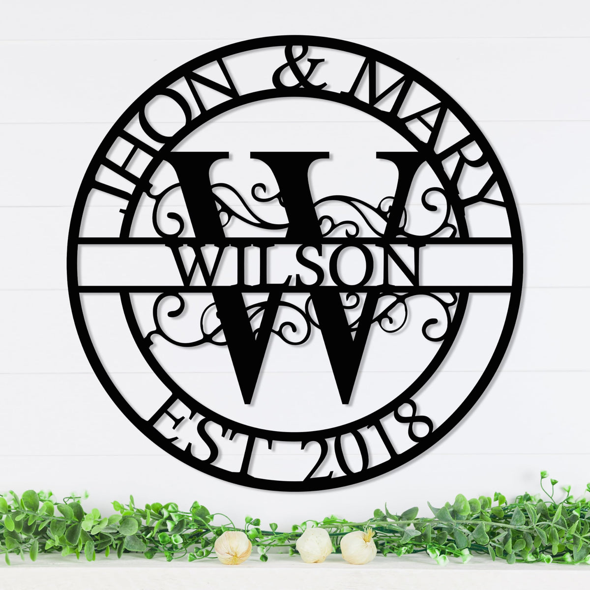 Personalized Metal Name Signs, Split Letter Monogram Wall Decor, Custom Last Name Sign, Family Name Sign for Outdoor, Personalized Wedding Gift, Garden Decor, Metal Wall Art, Housewarming Gift (MonogramDesign_8)