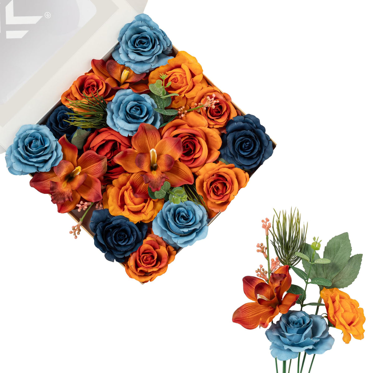 Artificial Flowers DIY Bouquet Combo Faux Rose for Home Decor | Blue White Yellow Fake Dahlia Daisy Hydrangea for Vase, Floral Arrangement, Centerpieces, Wedding Arches, Party Décor