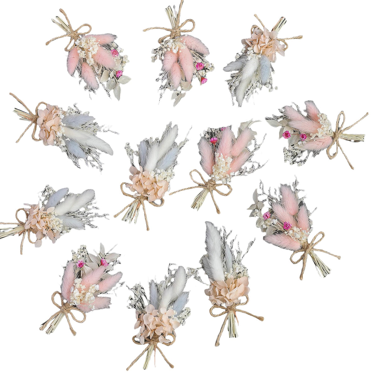 xin's convey Mini Flower Bouquet Set (12pcs), Cake Bouquet, Dried Flower Decoration, Shooting Prop, Envelope Decoration Dried Flower(Primary Colour)