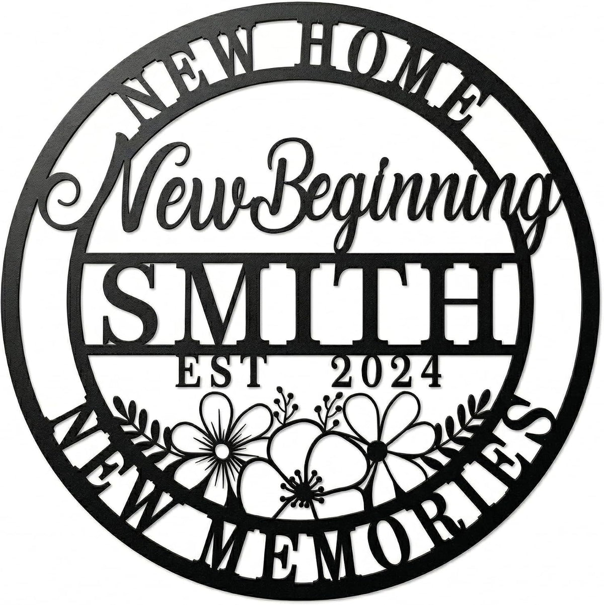 Personalized Housewarming Gift 2026 | Custom Metal Wall Art Decor for New Home | Engraved Family Last Name Sign | Established Date Plaque | New Beginning, New Memories Farmhouse Sign