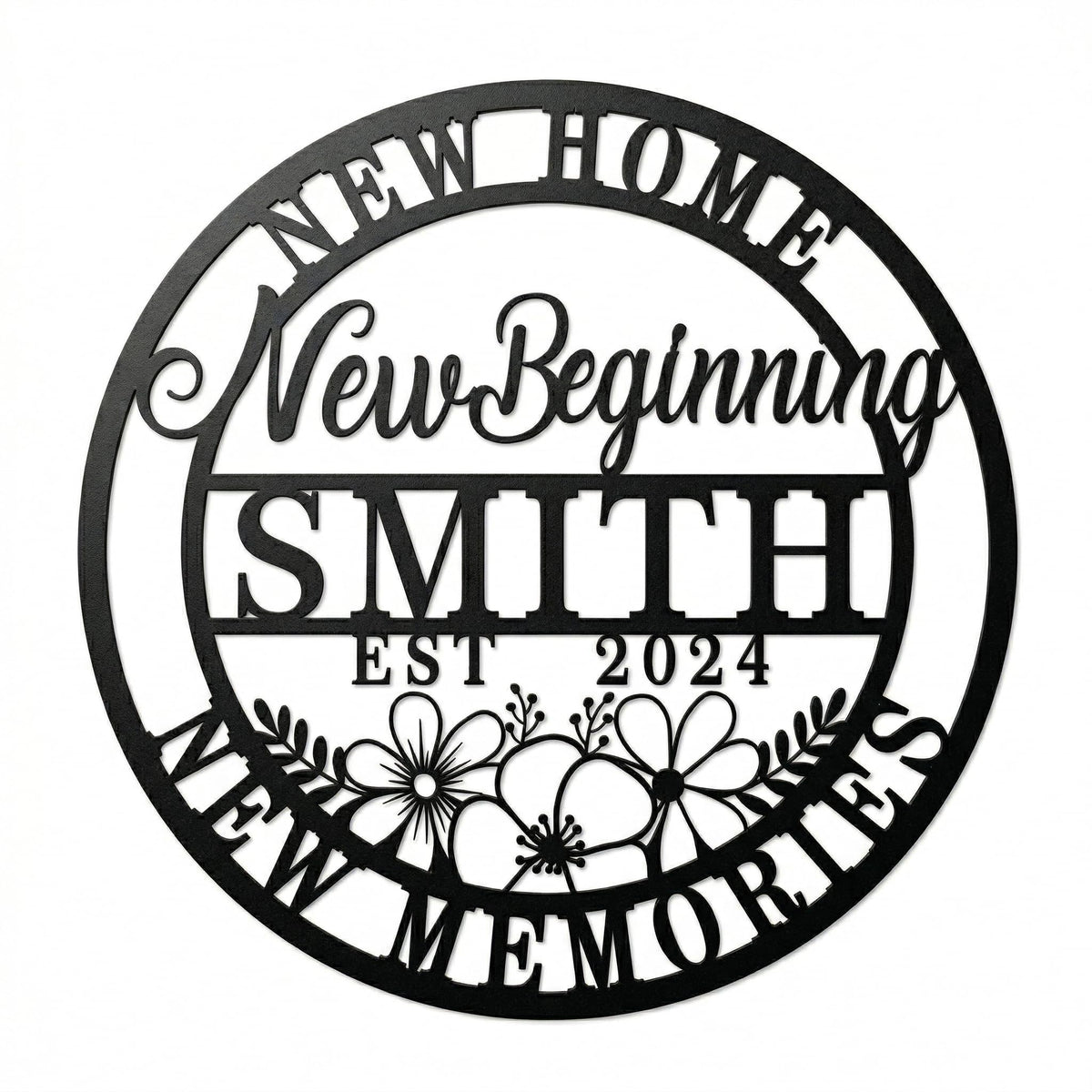 Personalized Housewarming Gift 2026 | Custom Metal Wall Art Decor for New Home | Engraved Family Last Name Sign | Established Date Plaque | New Beginning, New Memories Farmhouse Sign