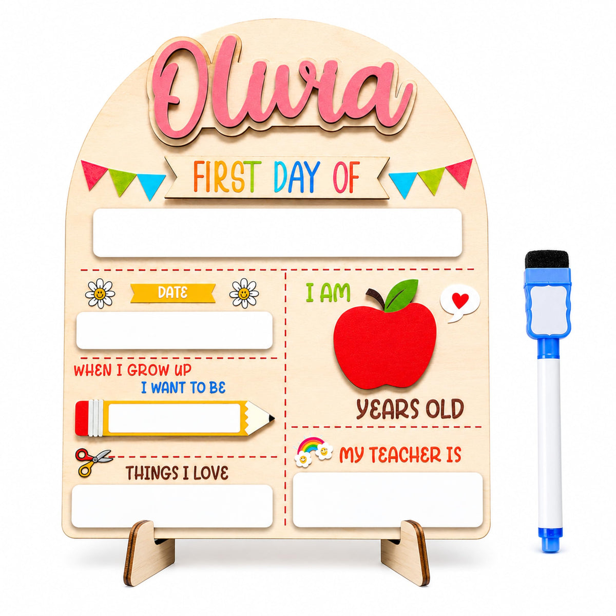 First and Last Day of School Board - Customizable Dry Erase Board, Reusable Photo Prop, Must-Have First Day of School Sign, Perfect Back to School Gift 2025
