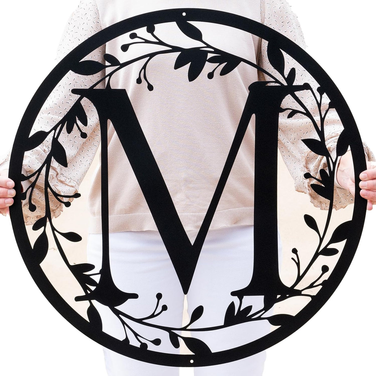 Outdoor Metal Circle Letter Monogram with Vines | Wedding Couples Gift | Couples Gift, Wedding Gift, Letter Monogram, Vines