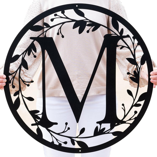 Outdoor Metal Circle Letter Monogram with Vines | Wedding Couples Gift | Couples Gift, Wedding Gift, Letter Monogram, Vines