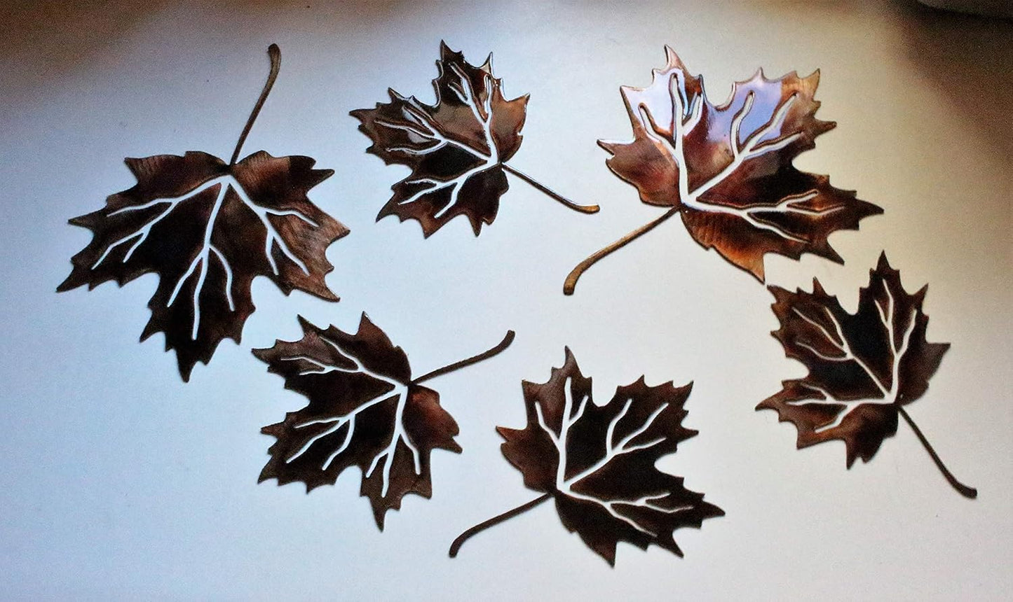 HG Artworks Metal Wall Art Maple Leaves Set of 6