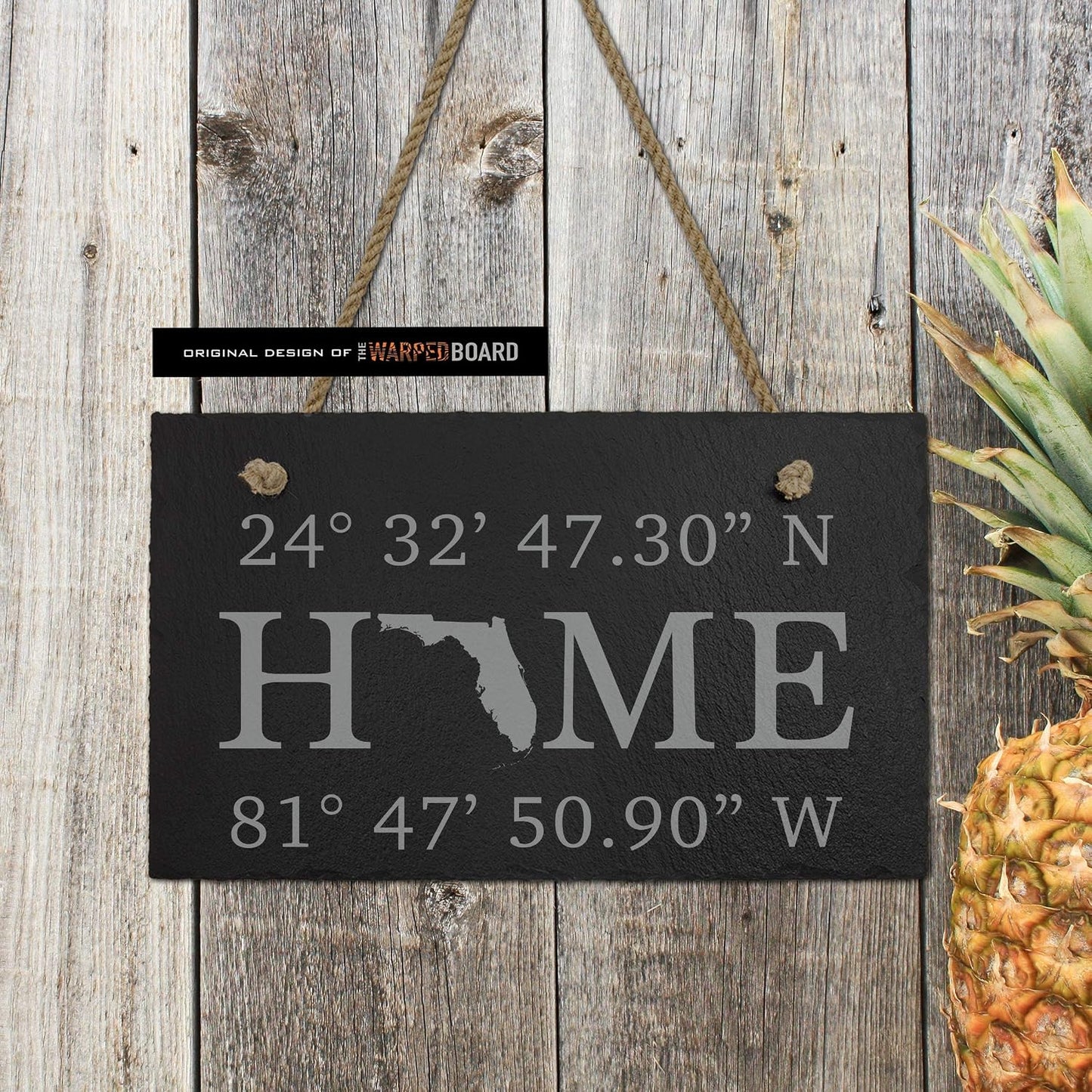 GPS Home Coordinates with State Engraved on Slate Tile, Housewarming New Home Gift
