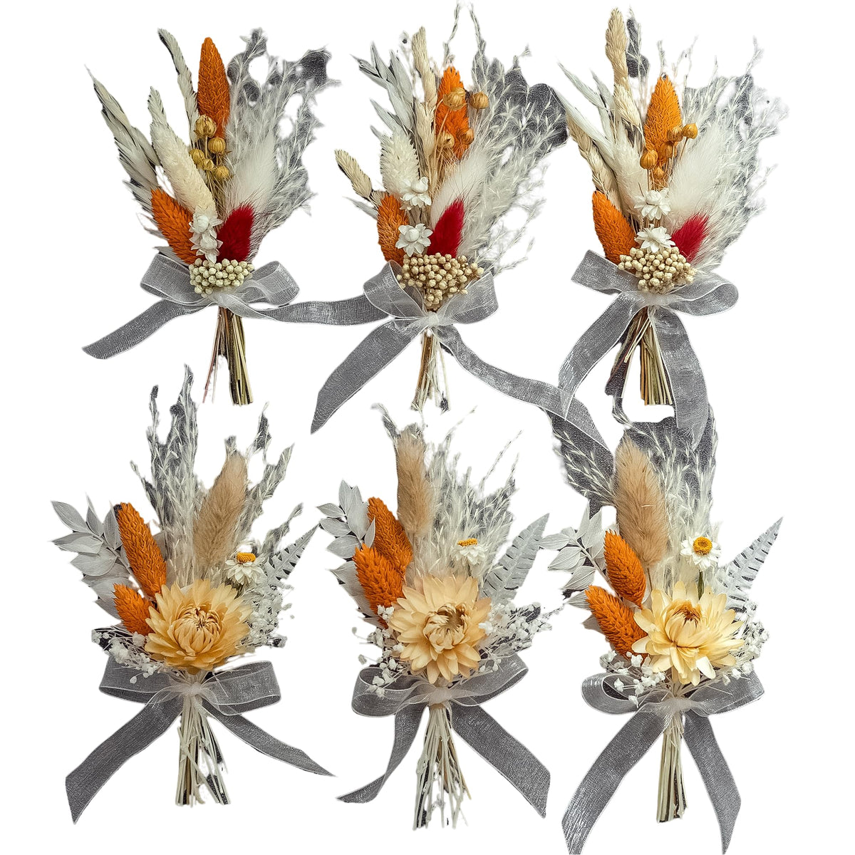 xin's convey Mini Dried Flower Bouquet (Pack of 6), Rose Bouquets, Party Favours, Bohemian Plate Decoration, Birthday Cake Dried Flower Gift Box Companion, Photography Props (Rose)