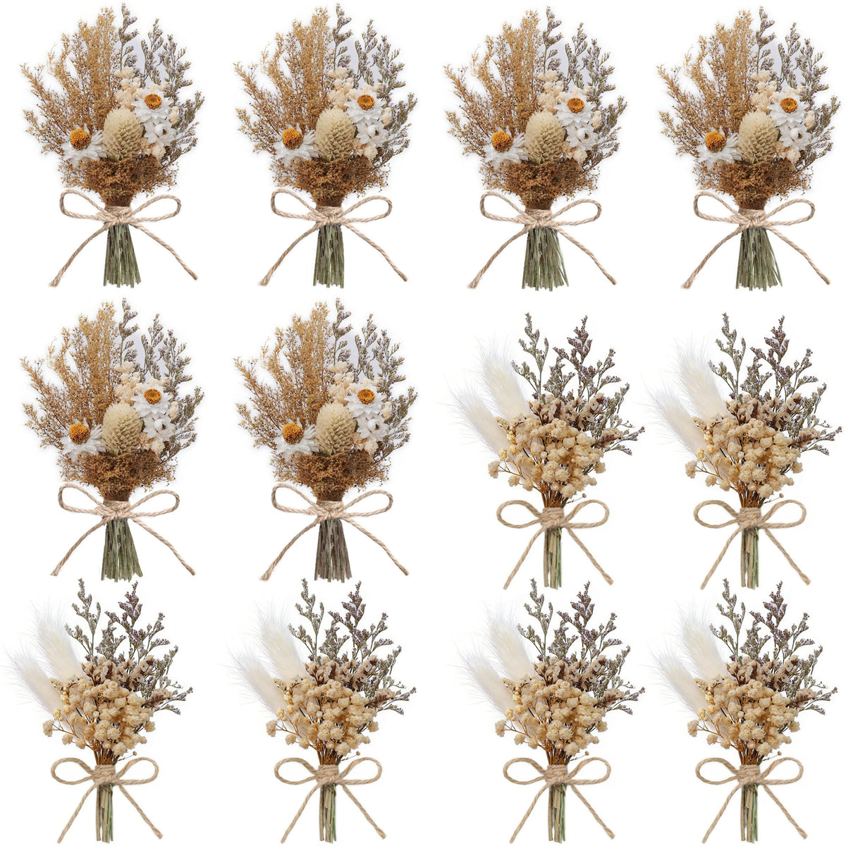 xin's convey Mini Flower Bouquet Set (12pcs), Cake Bouquet, Dried Flower Decoration, Shooting Prop, Envelope Decoration Dried Flower(Primary Colour)