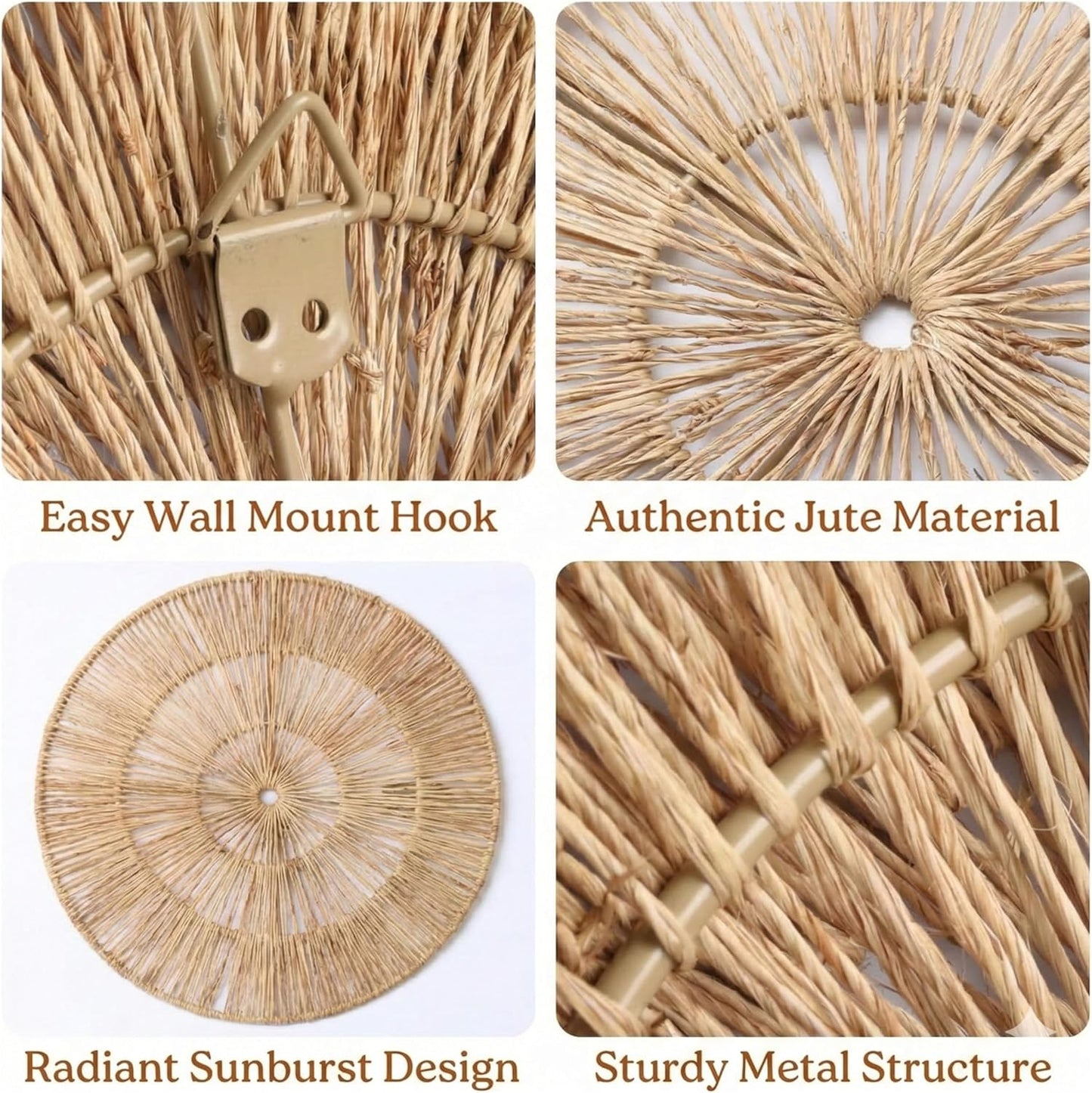 Wicker Wall Decor Set of 6, Metal Frame, 10 to 22 in, Farmhouse | Graduated Woven Plates in a Metal Frame That Layer Above the Bed or Down a Stairwell